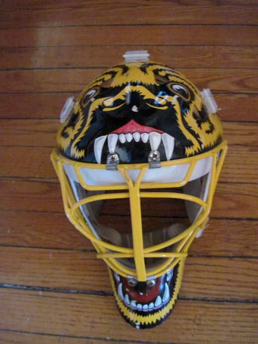 Andy Moog's signature Bruins mask, made by Middleton, Mass. mask maker Dom Malerba of Pro's Choice (Kirk Luedeke photo)
